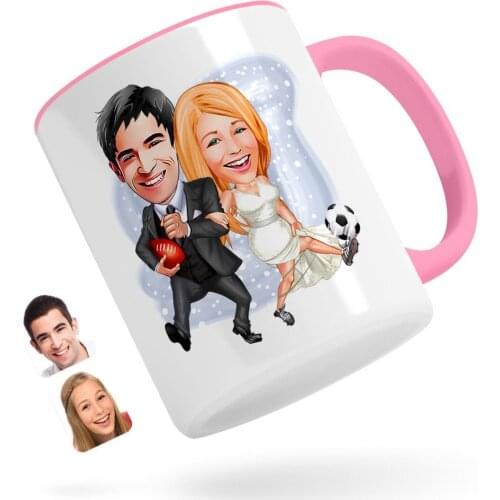 Personalized Valentine Caricature Of Pink Mug Bardak-15