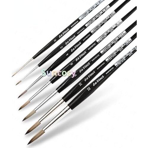 Davinci 3373 Series,Line drawing pen, nylon wool tracing edge watercolor brush,single pointed round head soft wool gouache brush