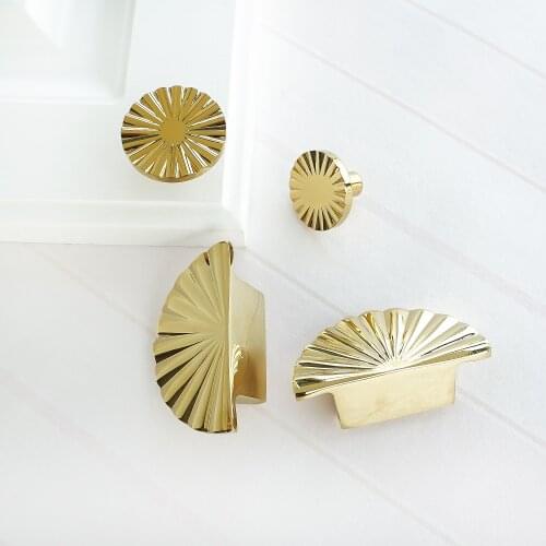 MFYS 1.26'' Semi-Circular Shape Cabinet Hardware Pulls Handles Brass Drawer Dresser Knob Pull Sector Wardrobe Cupboard Handle