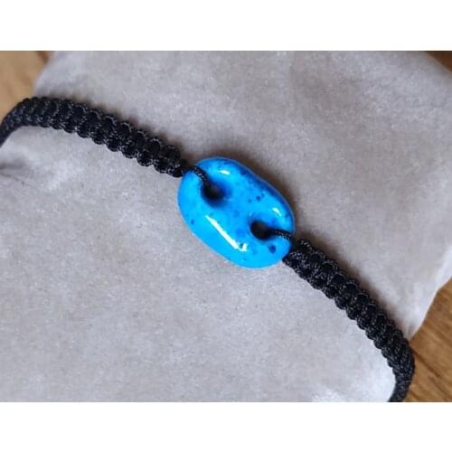 Stone Blue Evil Eye Bead Hand Knit Rope Bracelet in Different Colors And Adjustable Size