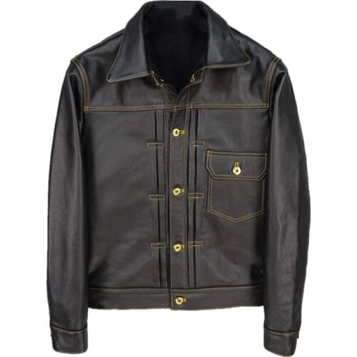 Super Offer ! Read Description! Asian Size Genuine Cow Skin Leather Jacket Mens Cowhide Casual Vintage Leather Jacket 506XX