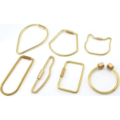 Solid Brass Keyring, Car Keyring Hooks Brass Screw Lock Vintage Keychain Simple Brass Key Chain Key Holders