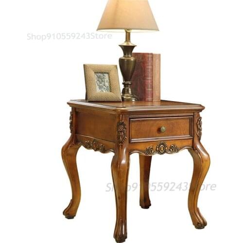 American Style Solid Wood Corner Several European Style Sofa Edge Several Living Room Solid Wood Square Table Telephone Several