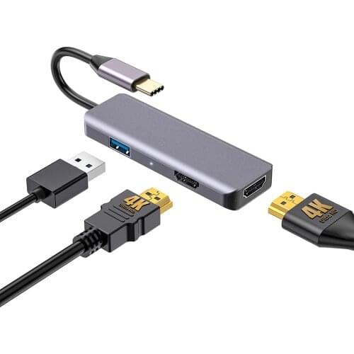 USB Type C Adapter 3 IN 1 USB C Hub Pro-accessories USB C type c 3.1 Splitter USB Hub Dual HDMI-compatible Adapter For Macbook