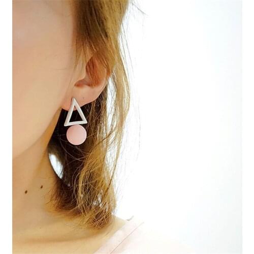 VAKKI Romantic Hollow Out Triangle Round Asymmetry Ice Cream Color Earring Geometic Ornaments Earring