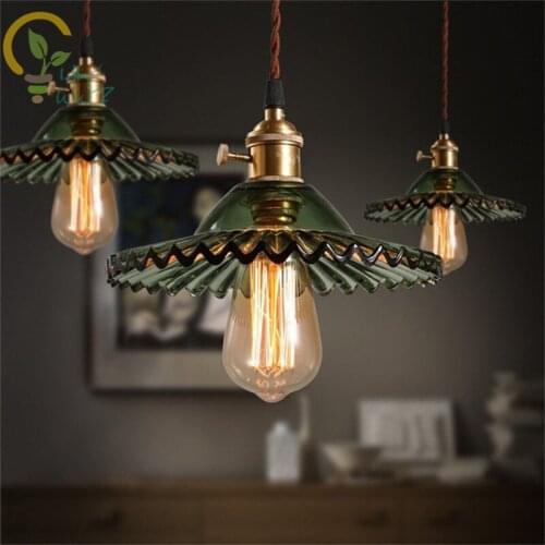 Vintage Glass Lampshade Edison Pendant Lights Restaurant tea Shop Pendang Lamps Cafe Bar Hanging Lights For Home Lighting