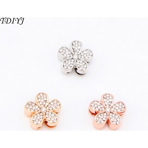 TDIYJ Jewelry 6Pcs Travel Collective Crystal Flower Keeper Charms for Gold Color Mesh Bracelet Spring Gift