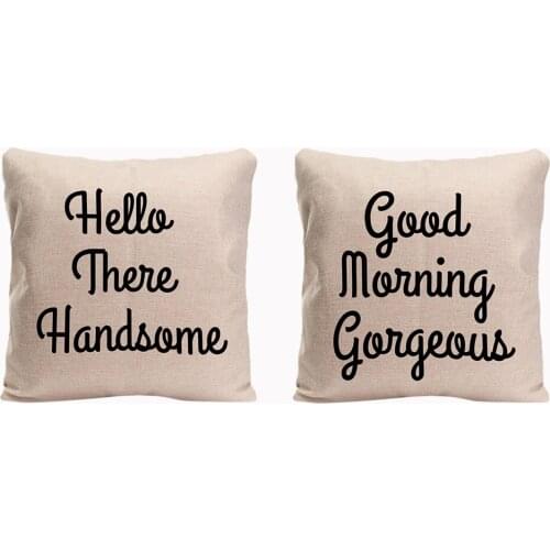 Hello Handsome Gorgeous Couple Pillowcases Valentines Day Anniversary Gifts & Wedding Decoration For Couples & Lover