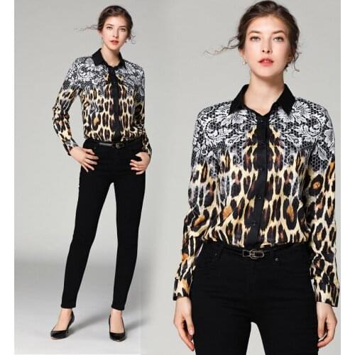 Blusas Mujer De Moda 2021 Verano Woman Tops Design Print Leopard Vintage Blouse England Style Turn-down Collar Button Up Shirts
