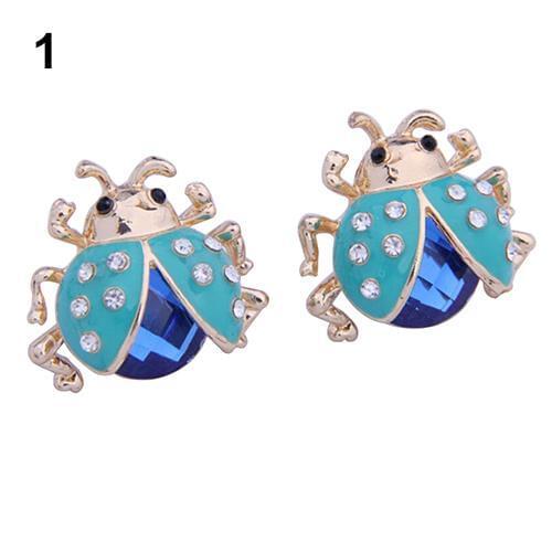Womens Cute Ladybird Shape Rhinestone Ear Stud Beetle Ladybug Gift Earrings fashion