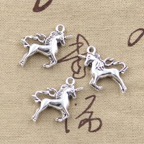 10pcs Charms Horse Unicorn 25x23mm Antique Silver Color Plated Pendants Making DIY Handmade Tibetan Silver Color Jewelry