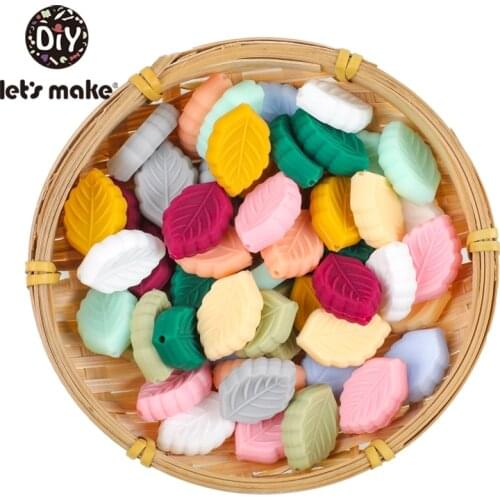 LetS Make 10Pcs Baby Silicone Teether Care Multiple Colors Small Leaves Silicone Baby Teether Oral Nursing Product