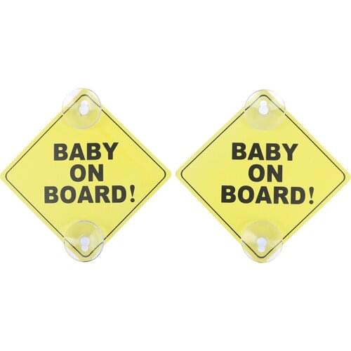 2Pcs Baby On Board SAFETY Car Window Suction Cup Yellow REFLECTIVE Warning Sign Accessories