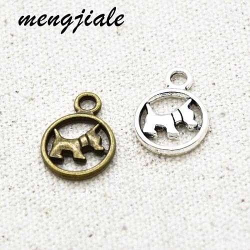 20pcs Two Color Vintage Metal Alloy Cute Dog Charms For Jewelry Making DIY Handmade Craft