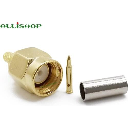 30Pcs RF SMA Connector SMA Male Plug Crimp For RG174 RG316 LMR100 Cable Wire Connector Straight Gold Plating PTFE