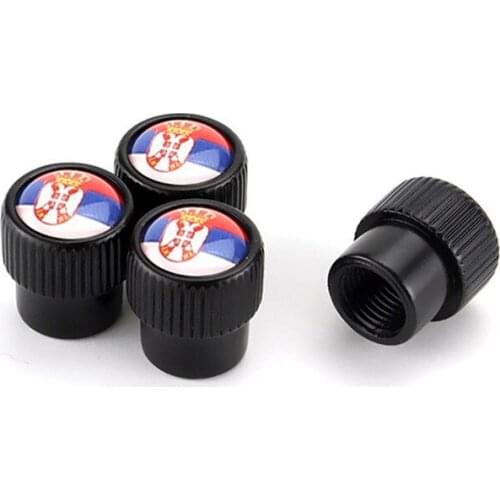 4PCS Car Tire Valve Caps Serbia Flag Emblem Wheel Tyre Air Valve Stem Protect Cap For VW Accessories Auto Parts Anti-theft Cover