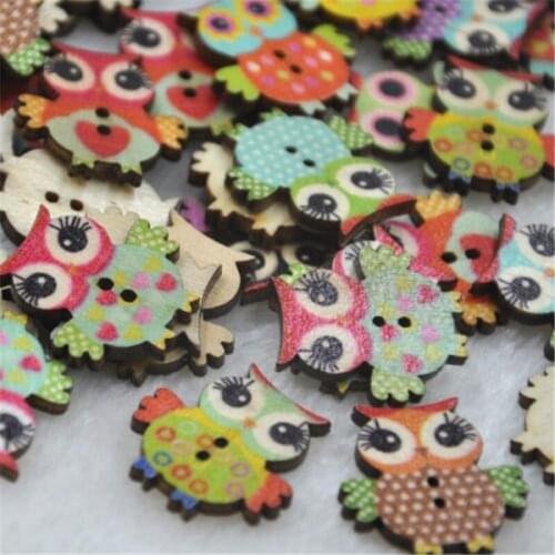 50pc Mix Baby Owl Birds Carton Buttons Kid' Baby Sewing Craft WB350