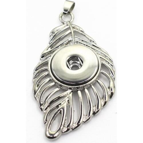 6pcs/lot Snap Necklace pendant Crystal leaf snap pendants charms Diy snaps jewelry pendant for 18mm Snap Buttons