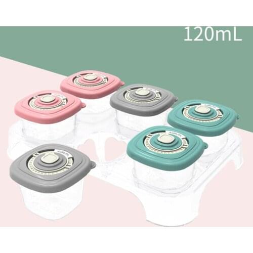 6 Pcs/Set Baby Food Organizer Freezing Cubes Tray Pots Freezer Storage Container
