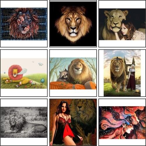 Multi Sizes Various Lion Pattern 5D DIY Diamond Painting Full Square Diamond Embroidery Sale Rhinestones Mosaic Handwork Picture