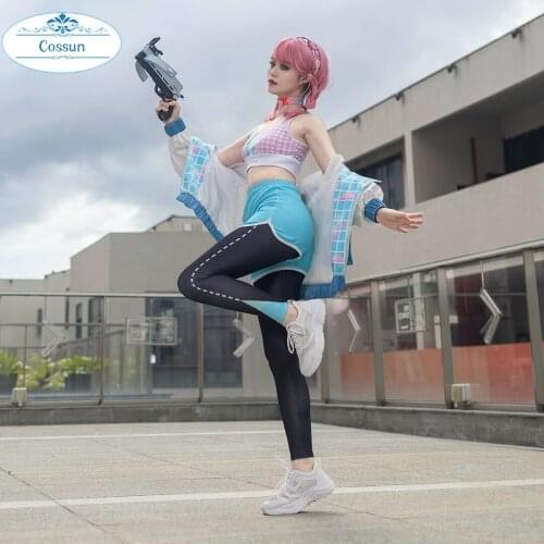 Anime! Arknights Blue Poison Shoal Rhythm Laser Coat Daily Sportswear Uniform Cosplay Costume Role Play Clothing Women 2021 NEW