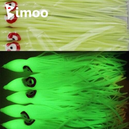 Bimoo 10PCS 12cm / 15cm / 18cm / 20cm Large Big Soft Glow Octopus Skrit Squid Lure Luminous Saltwater Fishing Baits