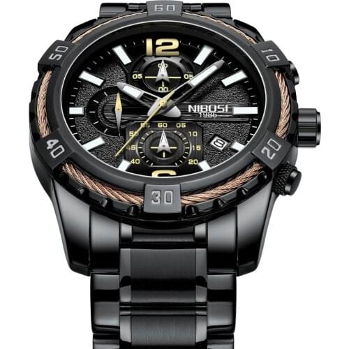 Relogio NIBOSI wristwatch mens Sports Watches dress Causal clock Quartz wrist watch men Stainless Steel Waterproof wristwatches