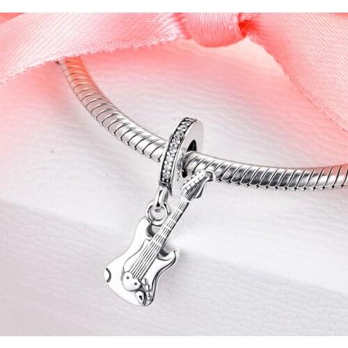 CKK Fit Pandora Bracelet 925 Sterling Silver Beads Electric Guitar Dangle Music Charms Women DIY Jewelry Making Wholesale