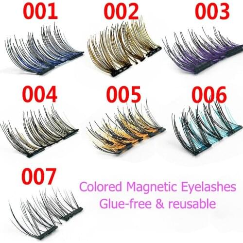 Colored Magnetic Eyelashes 1 Pair Magnetic Lashes Faux Cils Magnetique Natural Thick 3D Mink Fake Lash Dramatic EyeLashes Fluffy