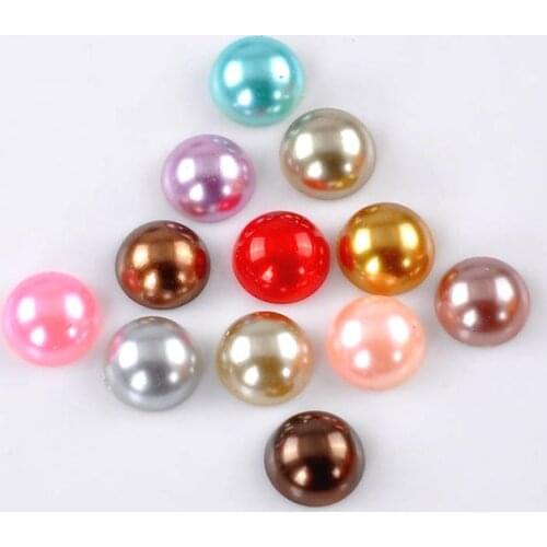 DoreenBeads Retail Acrylic imitation pearl Cabochon Embellishment Findings Mixed Color 14mm Dia,100PCs