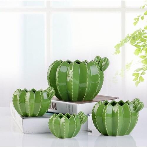 Nordic ins Cactus Ceramic Flower Pot Creative Plant Sculpture Crafts Decoration Succulent Plant Pot Home Decor Accessories Groot