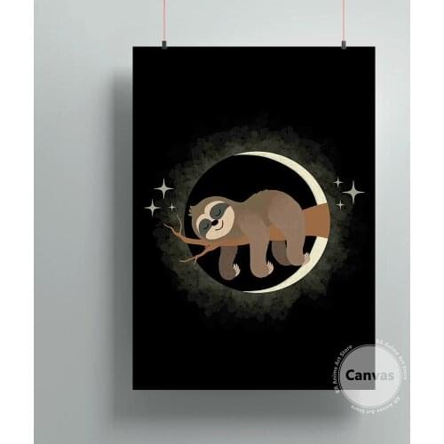 Canvas Lazy Sloth Solar Eclipse Pictures Home Manga Decoration Paintings Poster HD Prints Wall Art Modular Living Room