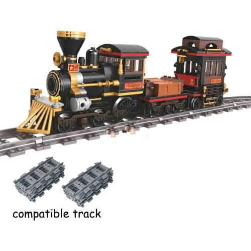 Classic steam train city 473+pcs Technic building block Enlighten rail bricks for children Compatible Leduo brand Christmas gift
