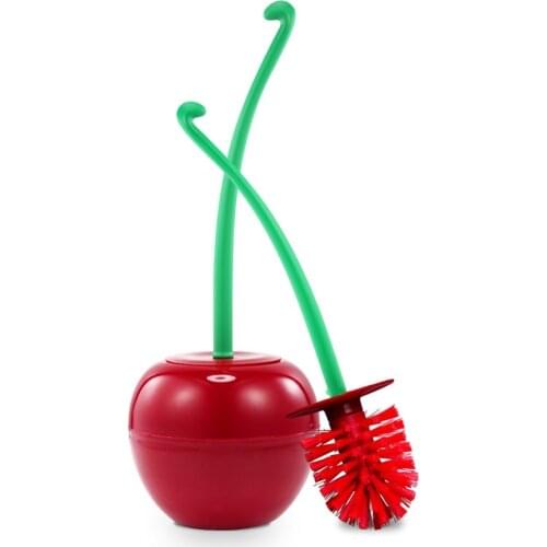 Creative Cherry Shape Lavatory Brush Handle Strong Detergency ABS PP Material Toilet Brush & Holder Set Bathroom Scrubbing Tools