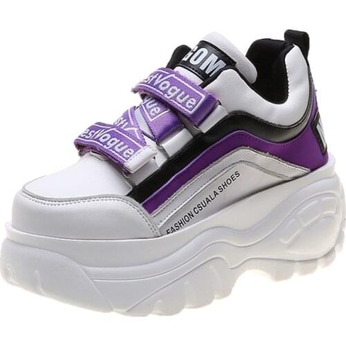 Fashion Women Chunky Platform Sneakers Woman Vulcanized Shoes Ladies Wedges Casual Shoes For Woman Leather Sports Dad Shoes