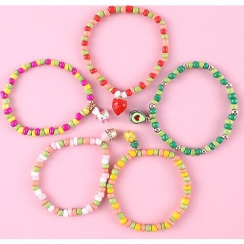 Makersland Sweet Bracelets Small Craft Bead Pendant Bracelets For Children Jewelry Lovely Women Summer Cute Bracelet Girls