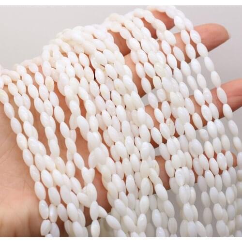 Small Beads Natural Freshwater White Shell Hand-carved Rice Shape Bead for Charm Jewelry Making DIY Bracelet Unisex Gifts 4x8mm
