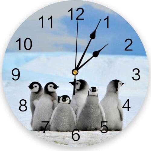 Cute Black And White Penguin PVC Wall Clock Living Room Bedroom Wall Digital Clock Home Decore Wall Clock Modern Design