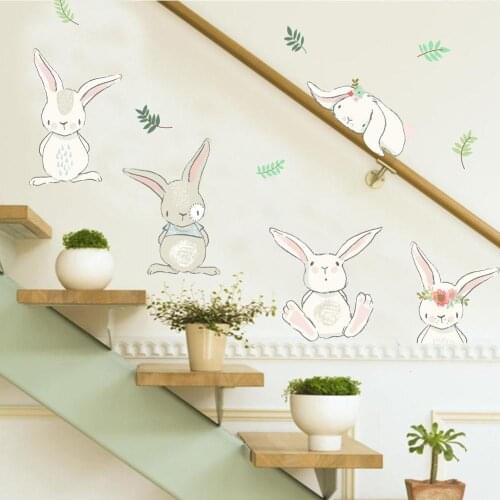 Lovely Bunny rabbit DIY PVC wall stiker for kids rooms girl favor for Home house decoration