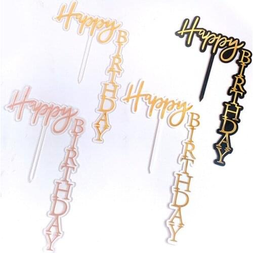 Many Colors Happy Birthday Cake Topper Decoration Card Acrylic Party Birthday Cake Topper Decoration New Arrival 2021