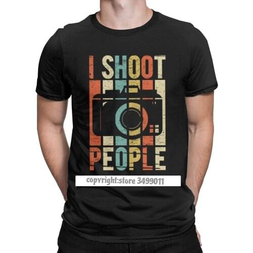 Mens Vintage Shoot People Photographer Tops T Shirt Novelty Premium Cotton Tee Shirt Camisas T Shirts Round Neck Tops