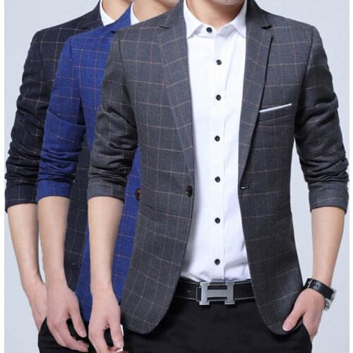 Plaid Mens Blazers Male Wedding Suit Slim Fit Suits Jacket for Man Costume Business Formal Party Blazer Men Fashion Casual Coat