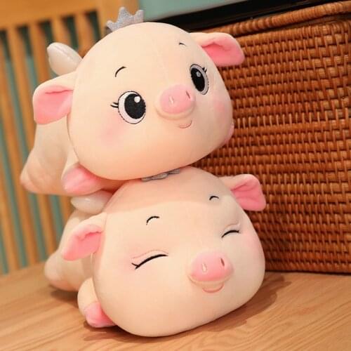 30cm-60cm Angel Squishy Pig Stuffed Doll Lying Plush Piggy Toy Animal Soft Plushie Pillow Back Cushion Kids Baby Comforting Gift