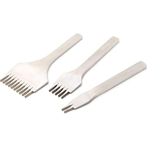 White Steel Stitching Lacing Punch Chisel Sets Polished Prongs Leather Craft Tools Leather Carving DIY Tool(2.7 3.0 3.38 3.85)mm