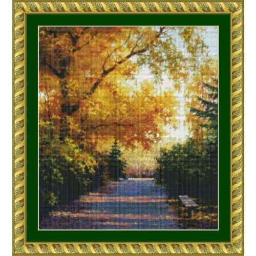 9-56 path on autumn 1 4thCT counted Cross Stitch Sets Wholesale cartoon Cross-stitch Kits Embroidery Needlework