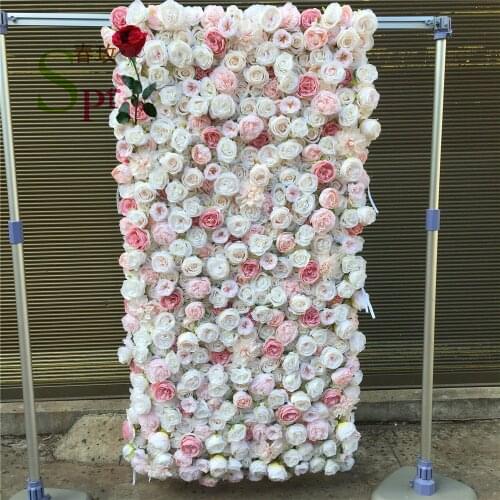 SPR Custom 3D Pink Flowerwall Wedding Artificial Silk Rose Flower Wall Panel Backdrop Artificial Flowers Decorative Flowers For
