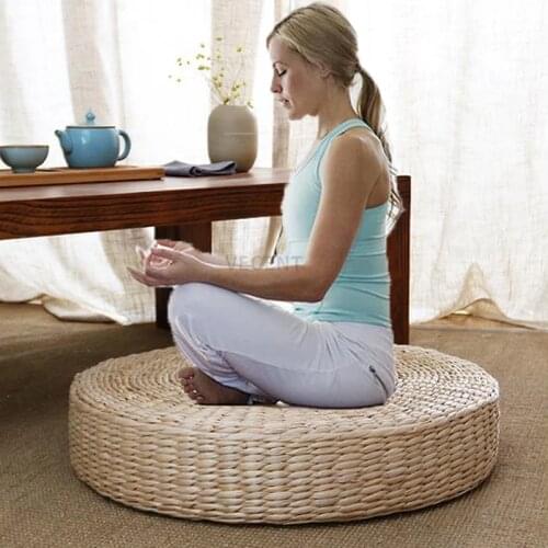 45x6CM Round Pouf Tatami Cushion Floor Cushions Natural Straw Meditation Yoga Mat Exercise Training Yoga Seat Blankets Pad