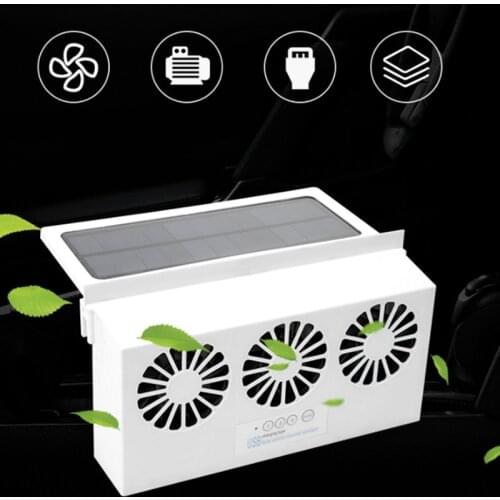 Upgrade USB Charging Solar Powered Fan Car Cooler Front/Rear Window Radiator Exhaust Fan Auto Air Vent Fan Ventilation Radiator