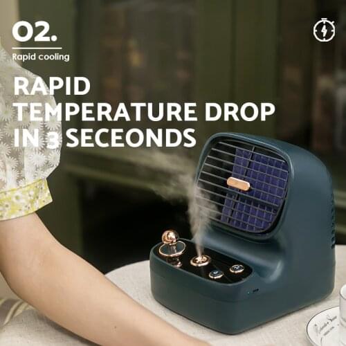 2021 Air Cooler 2000mAh Type-C USB Water Cooling Fan Spray Mist Fan 500 ml water tank Intelligent Electric Fan Climate Complex