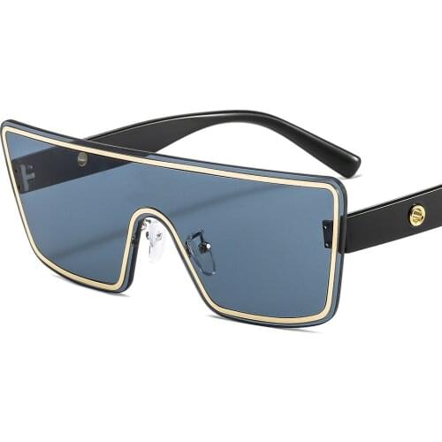 Rimless Sunglasses Square Women Men Oversize Retro Brand Design Flat Top Eyewear Big Shades Oculos Black Female UV400 Luxury